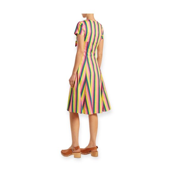 STAUD Alice Multicolor Stripe Knotted Poplin Midi Dress Size 2 NWT - Picture 16 of 16